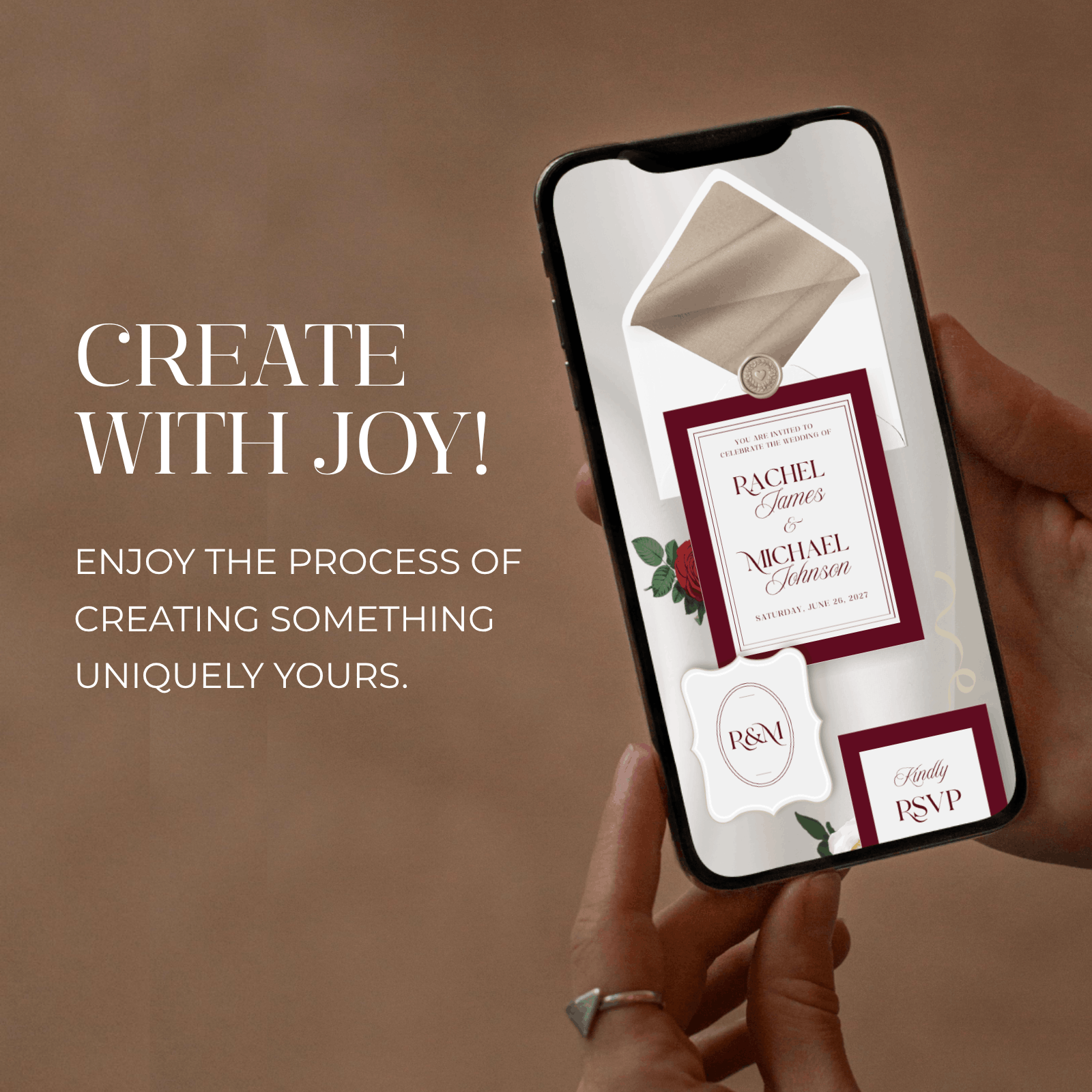 Modern wedding website template Canva