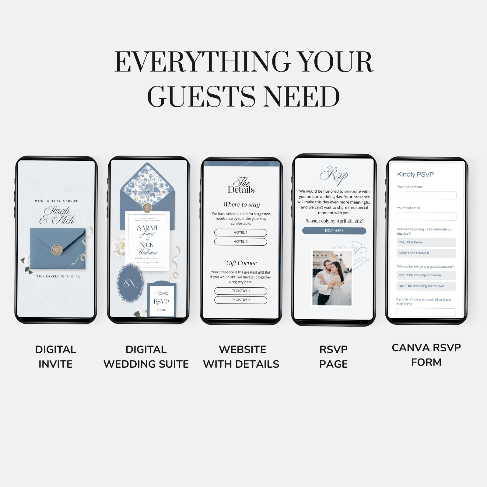 Wedding website digital invitation suite