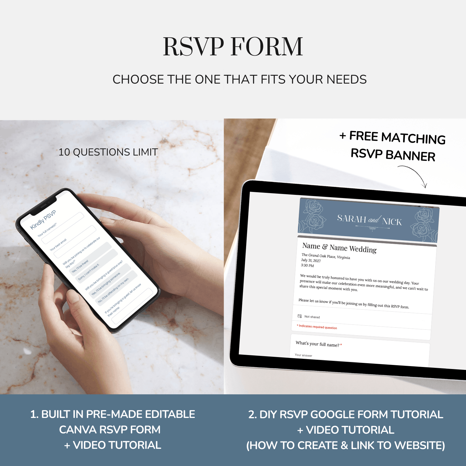 wedding website template with RSVP form
