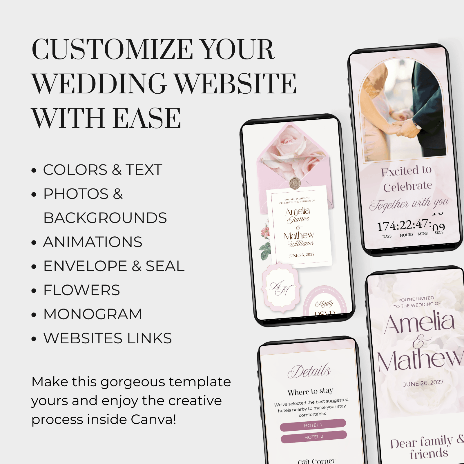 DIY Canva wedding website template