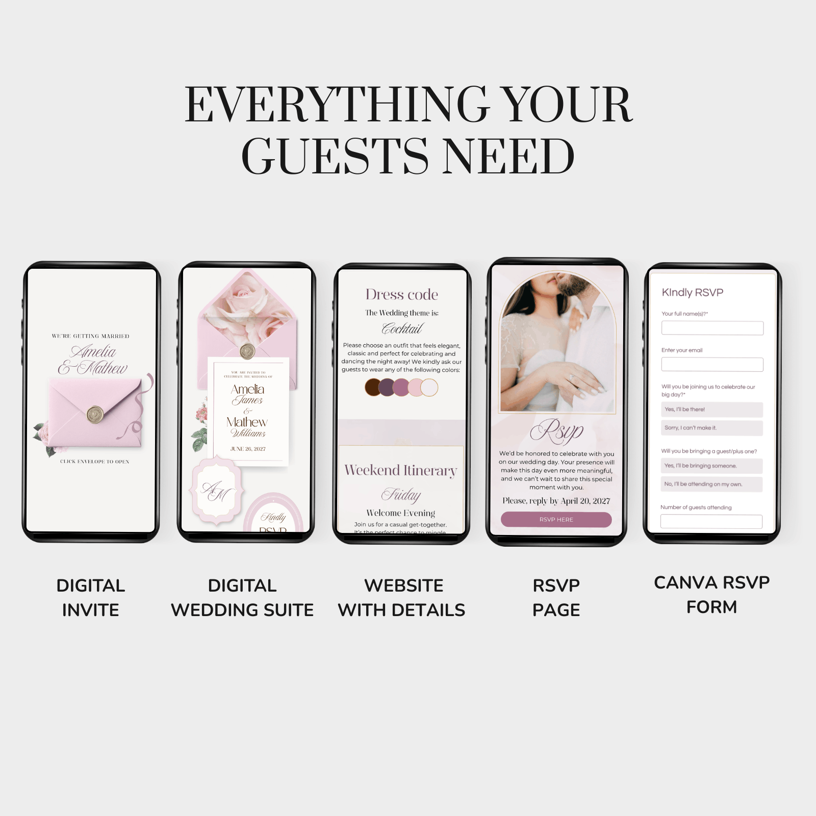 elegant wedding website template canva