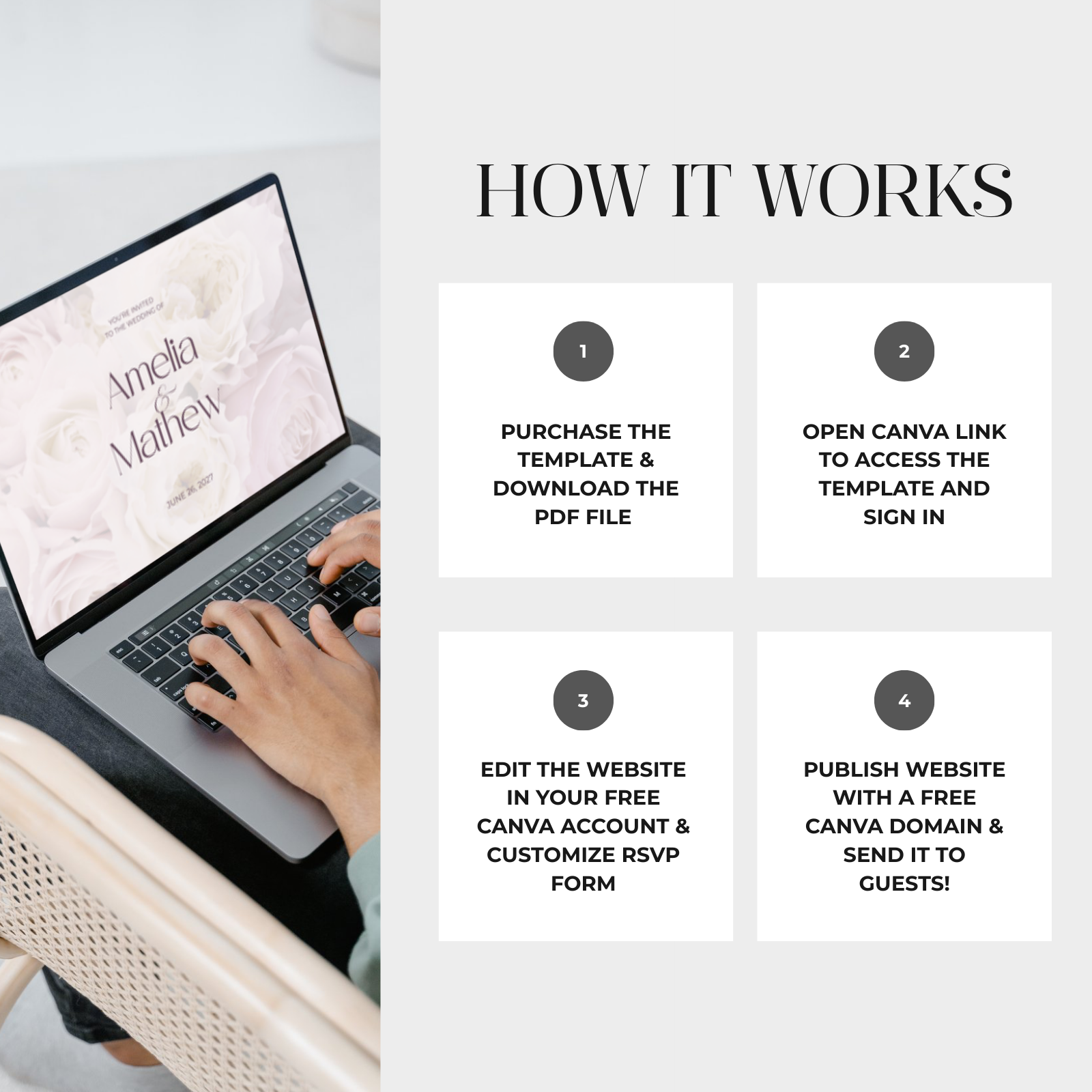 Pink wedding website editing