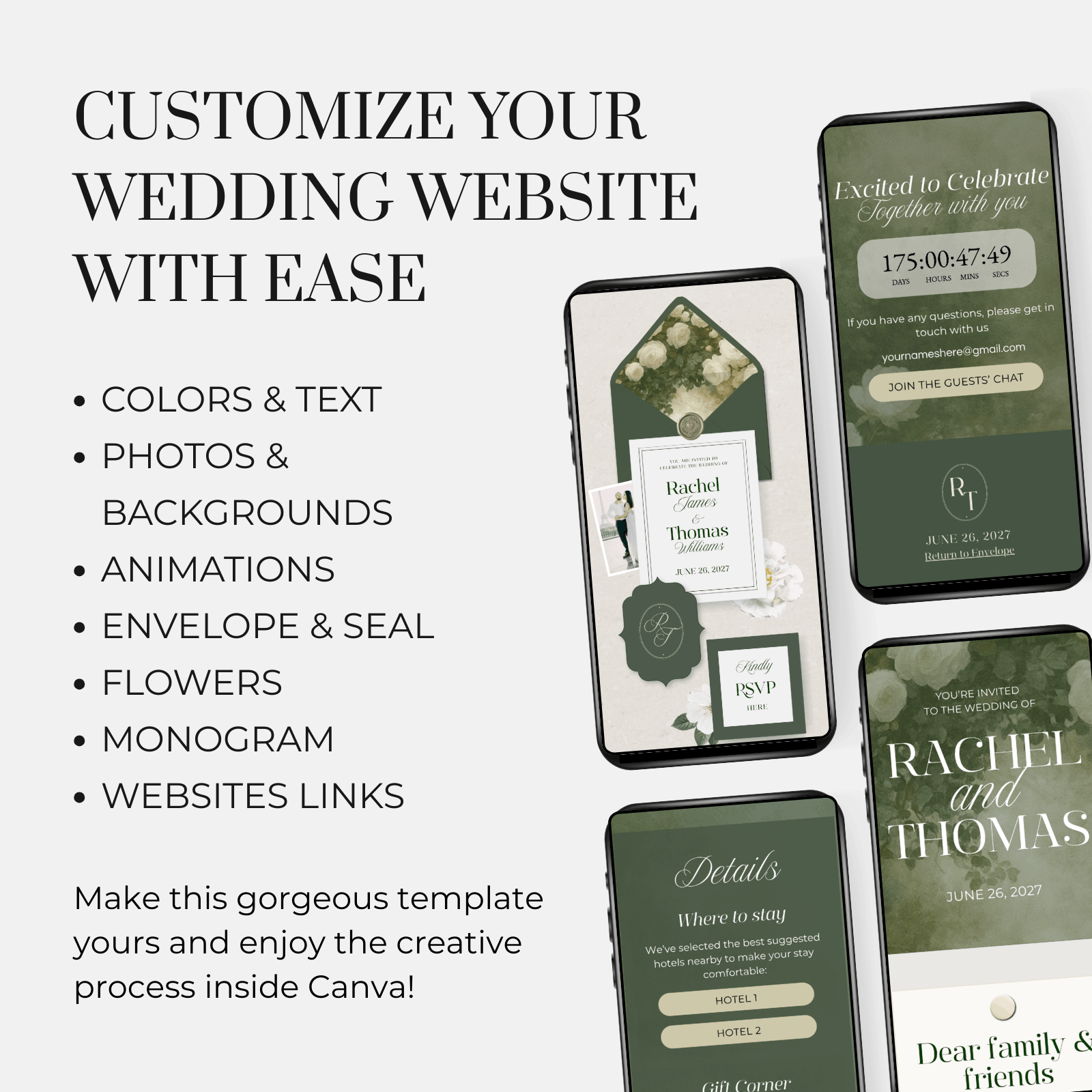 editable wedding website template