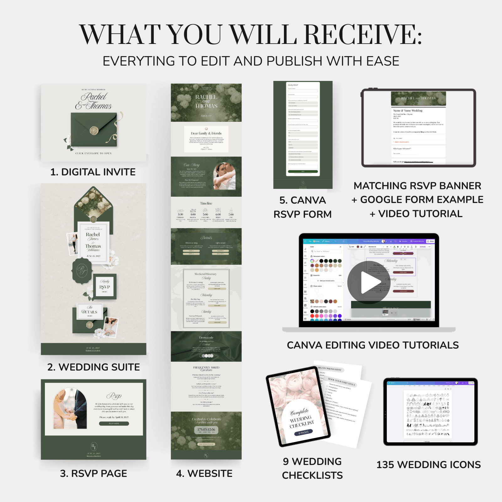 Canva wedding website template mobile friendly with RSVP form