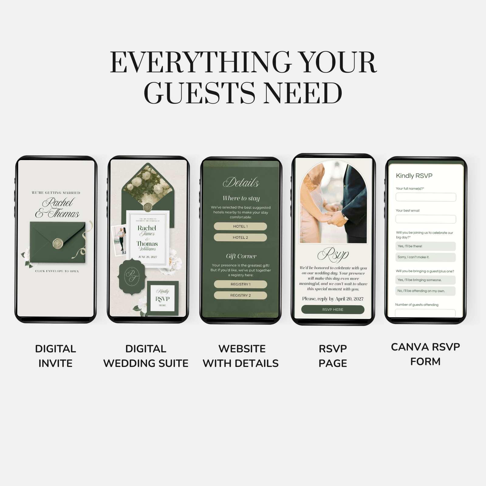 elegant green wedding website template
