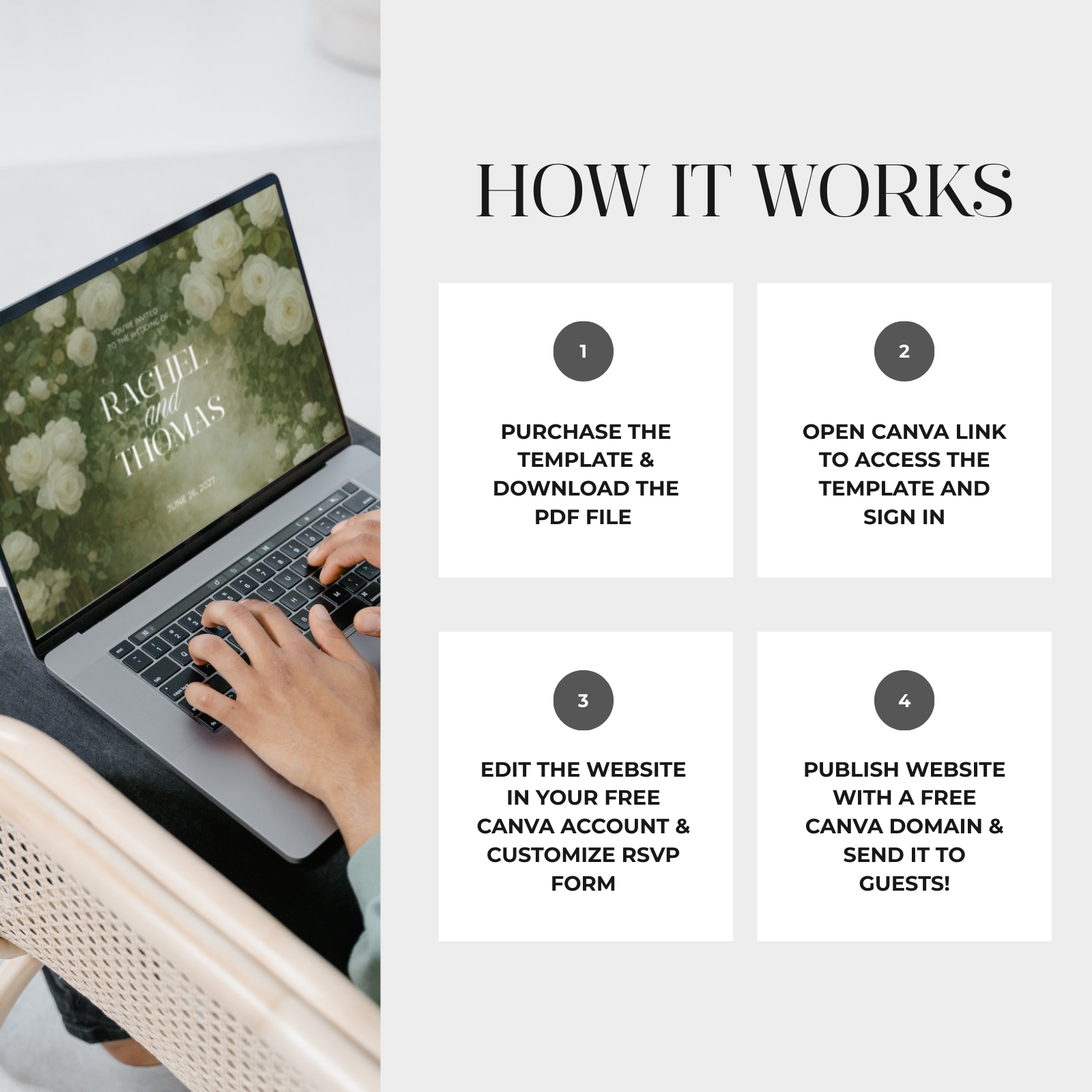 luxury wedding website template Canva