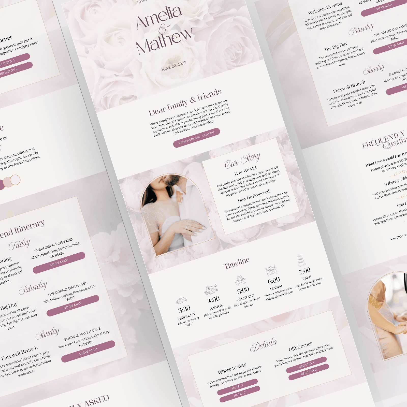 Blush pink wedding website