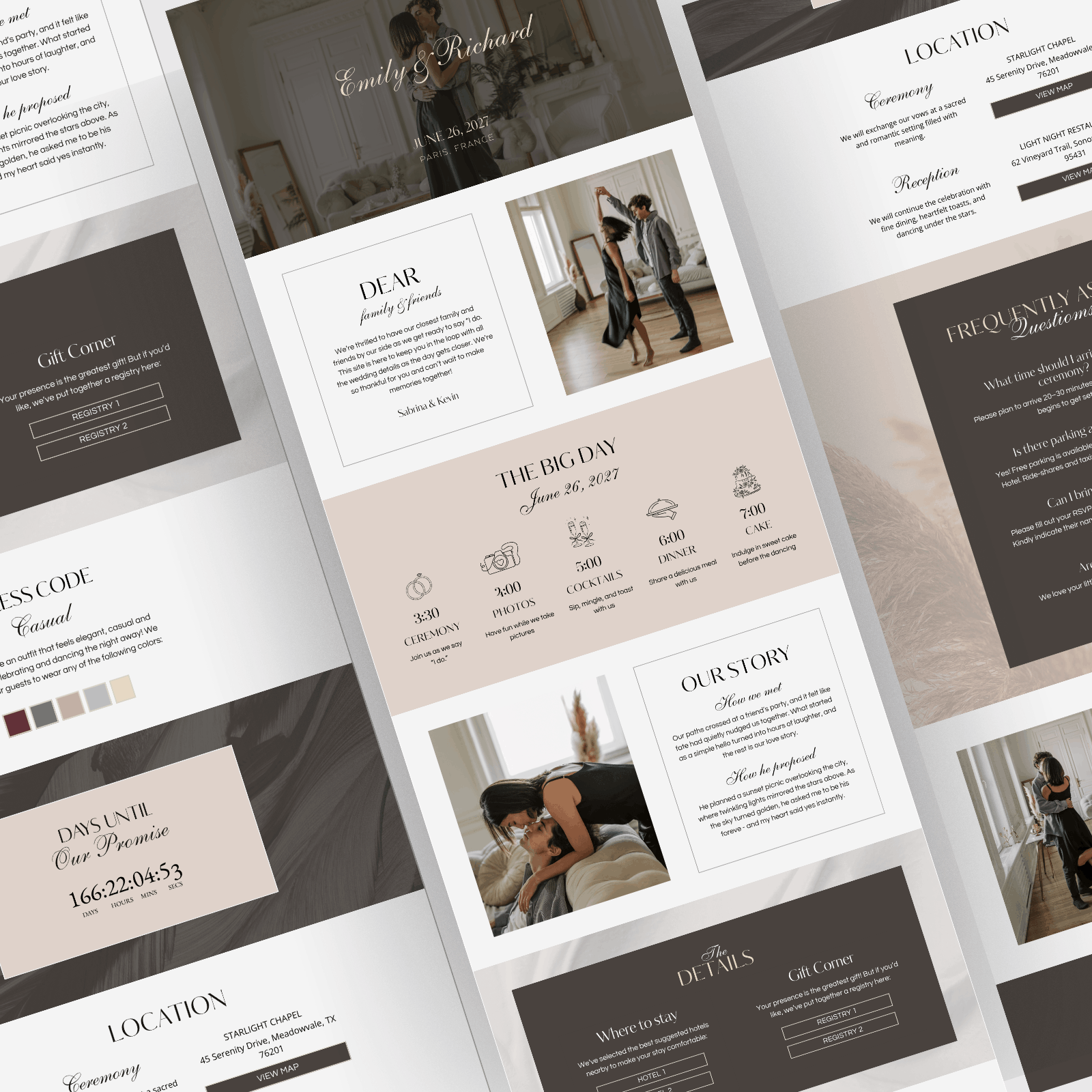 Boho Minimalist wedding website canva