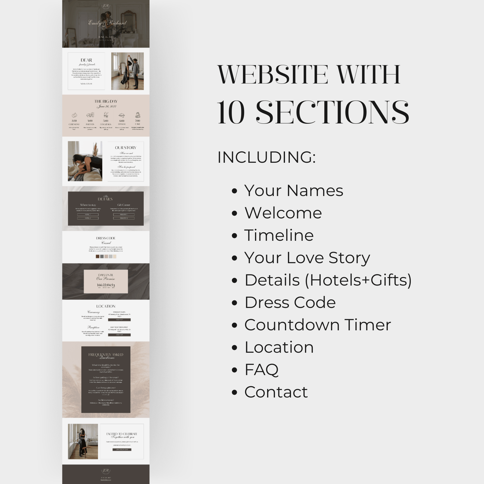 Boho wedding website Canva template editable