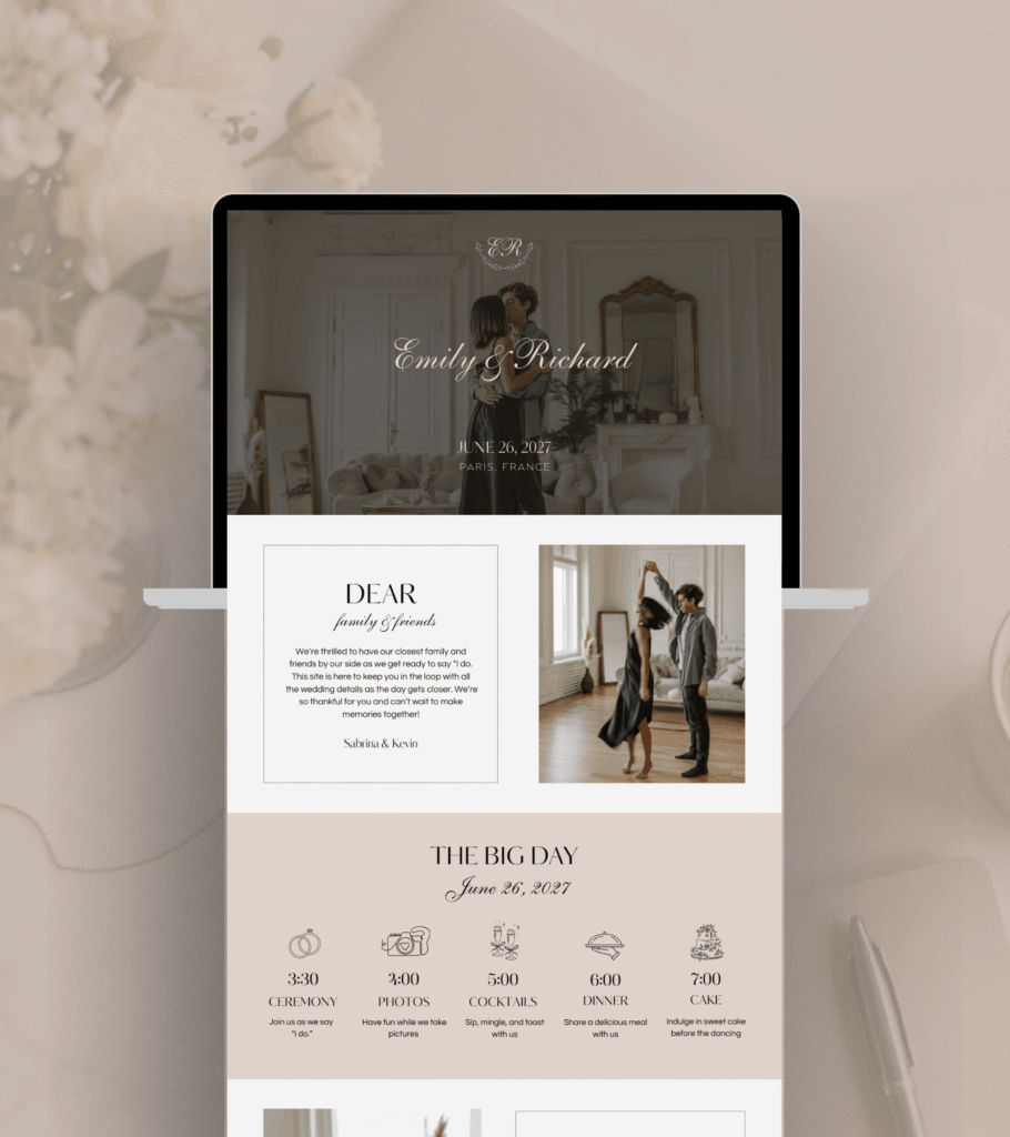 Boho wedding website template Canva