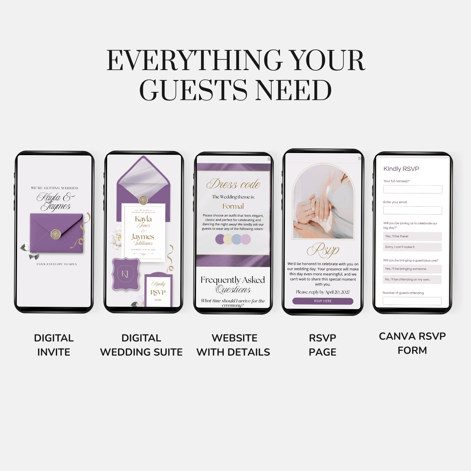 Elegant editable wedding website template Canva