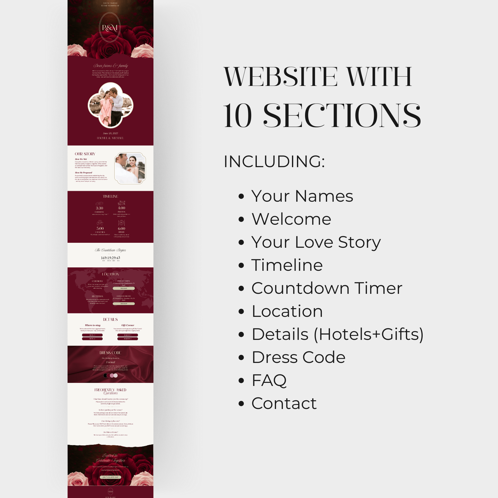 Burgundy wedding website