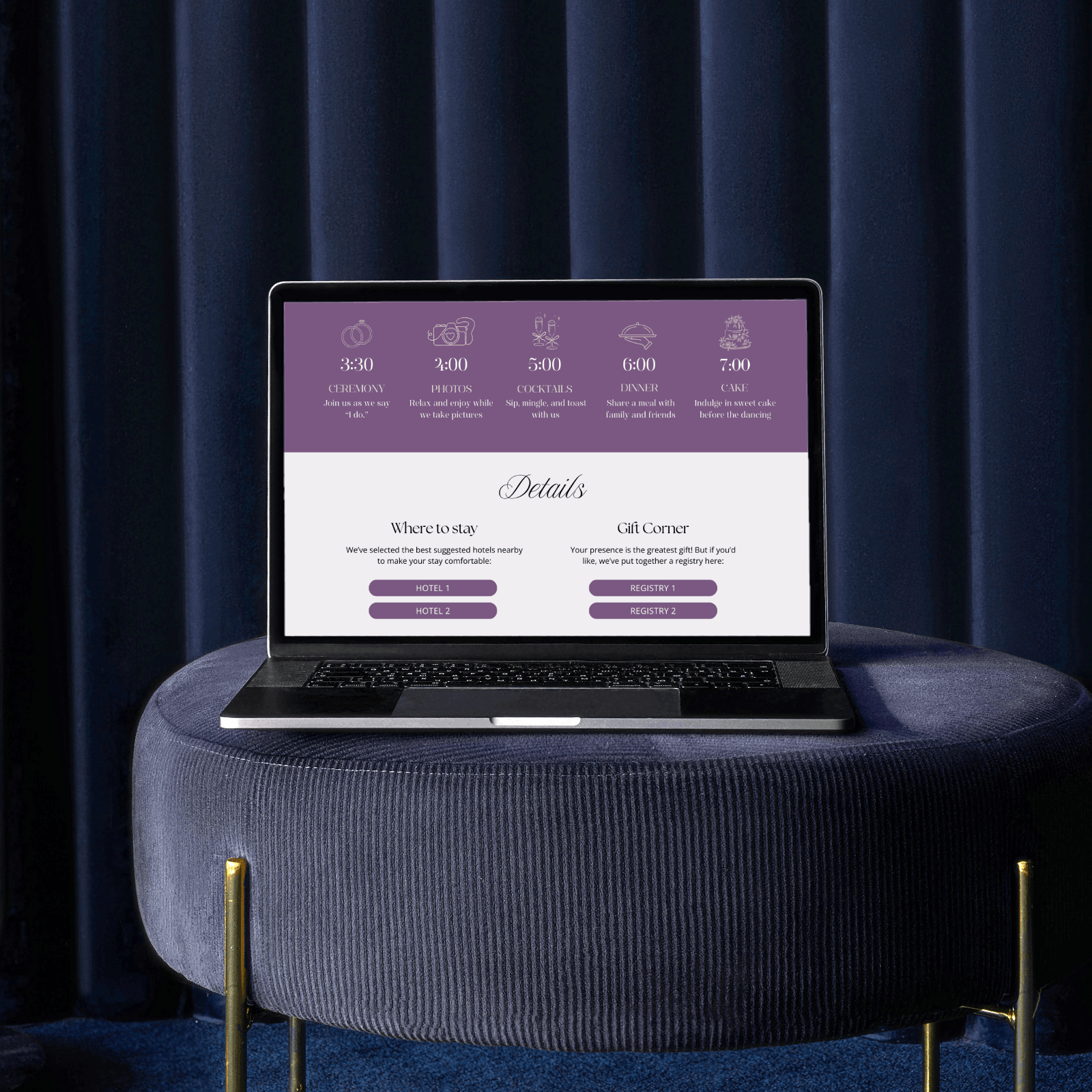 Luxury Wedding Website Template Canva Purple