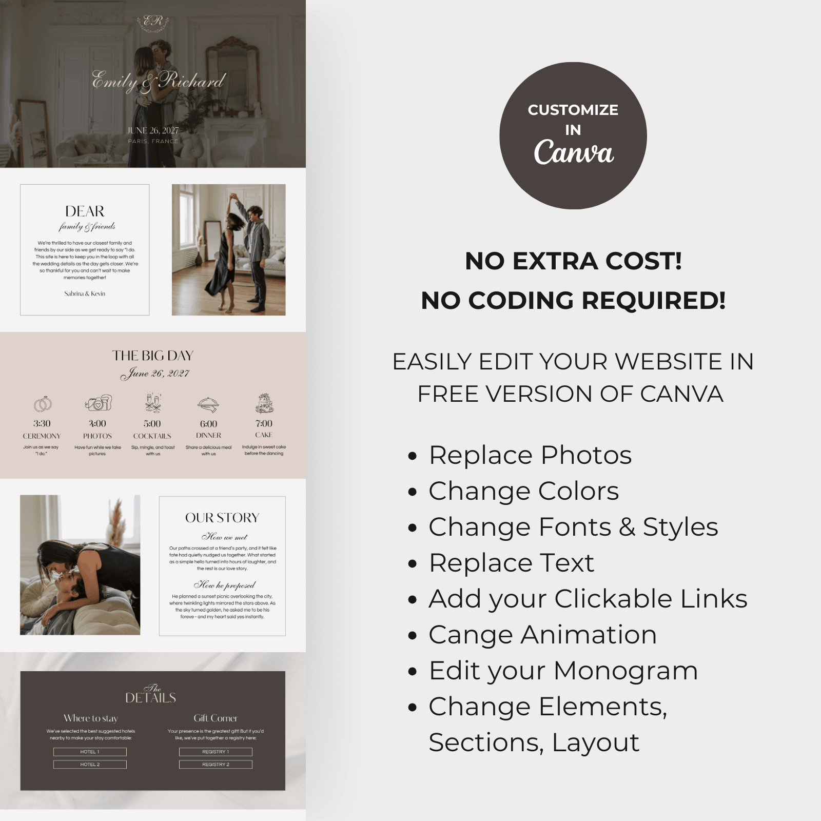 Minimalist boho wedding website template