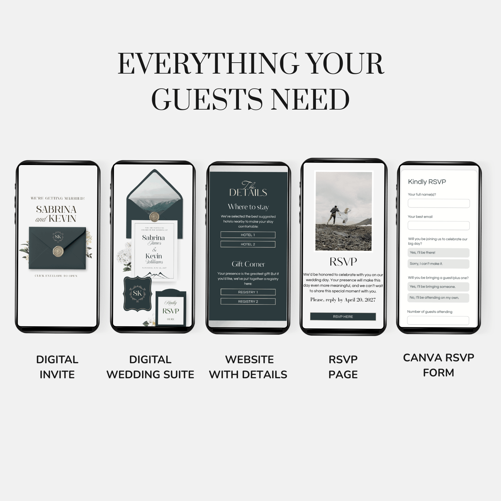 Minimalist wedding website template Canva