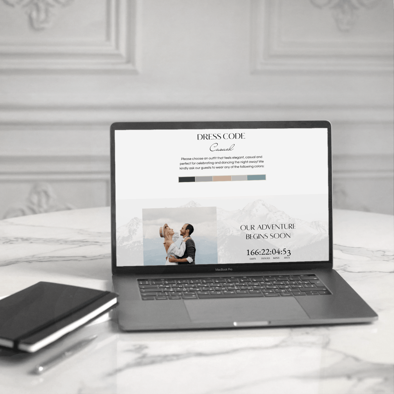 Mountain wedding website on the table.png