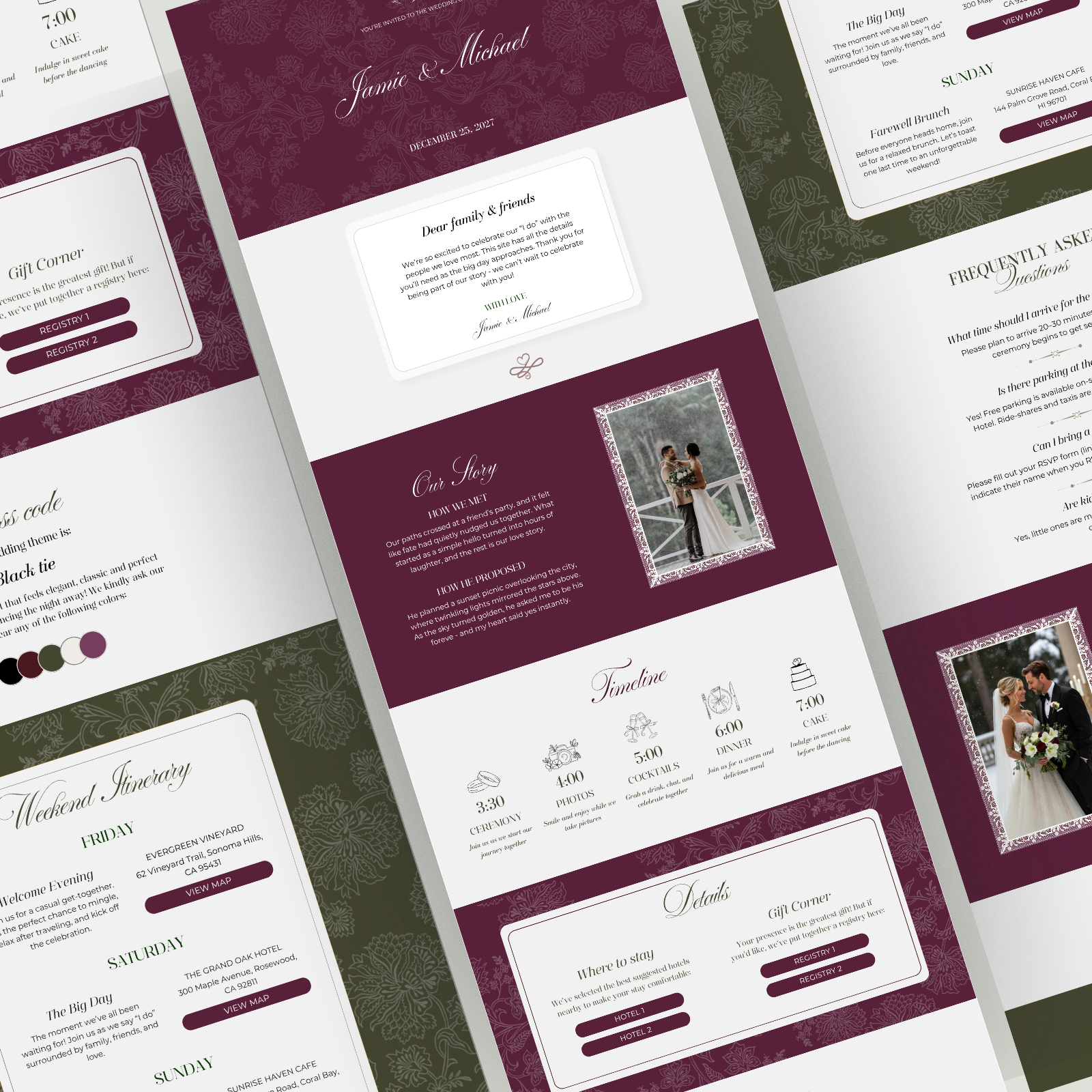 Mulberry and Moss elegant wedding website template