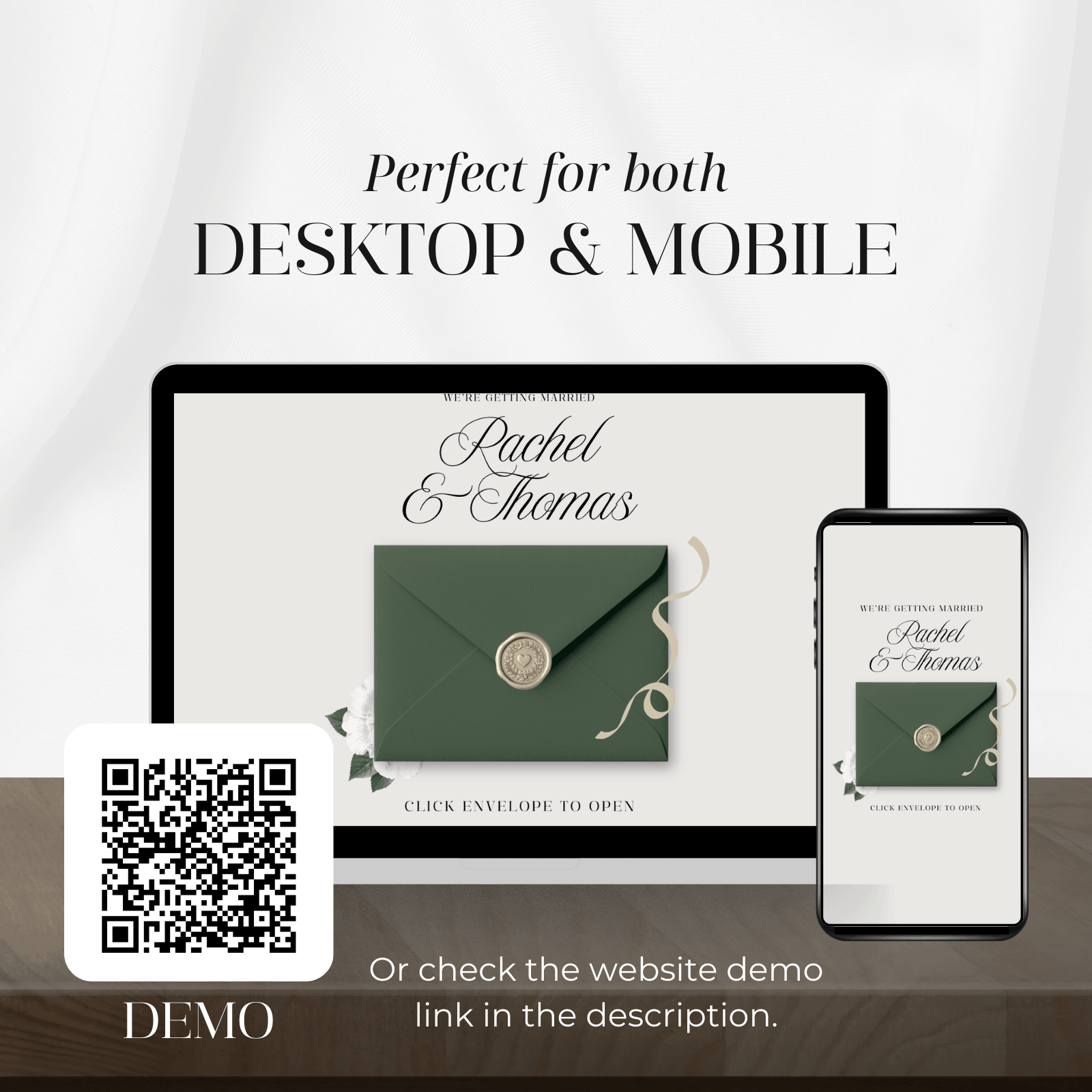 Olive Green wedding website template with rsvp details