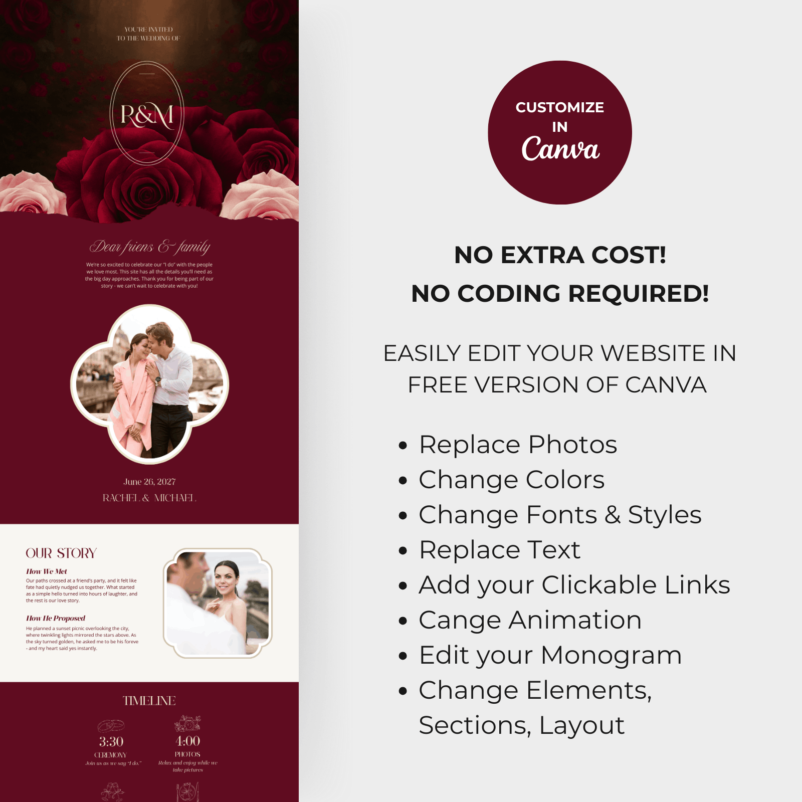 Online Wedding website Canva Invitation