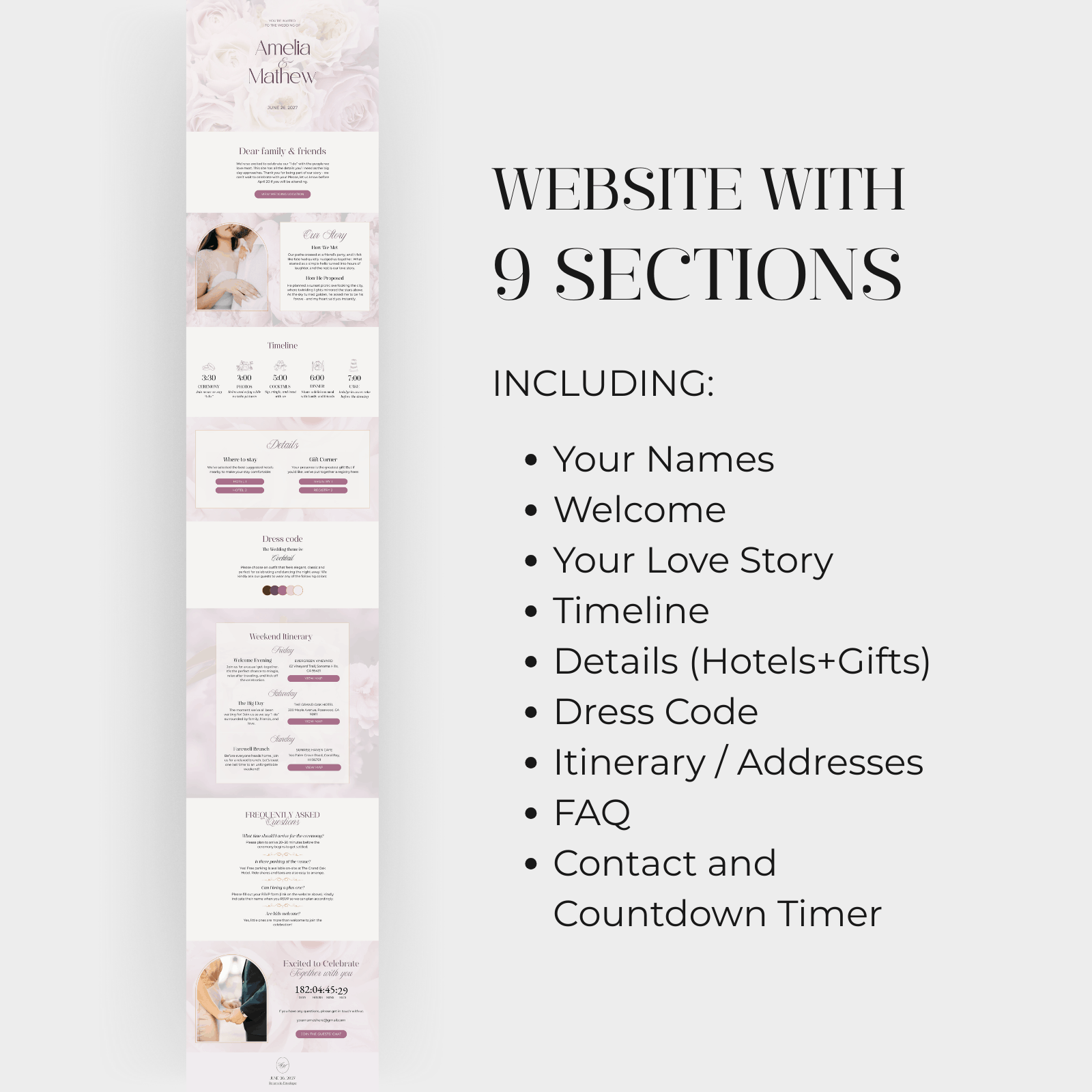 Pink wedding website template