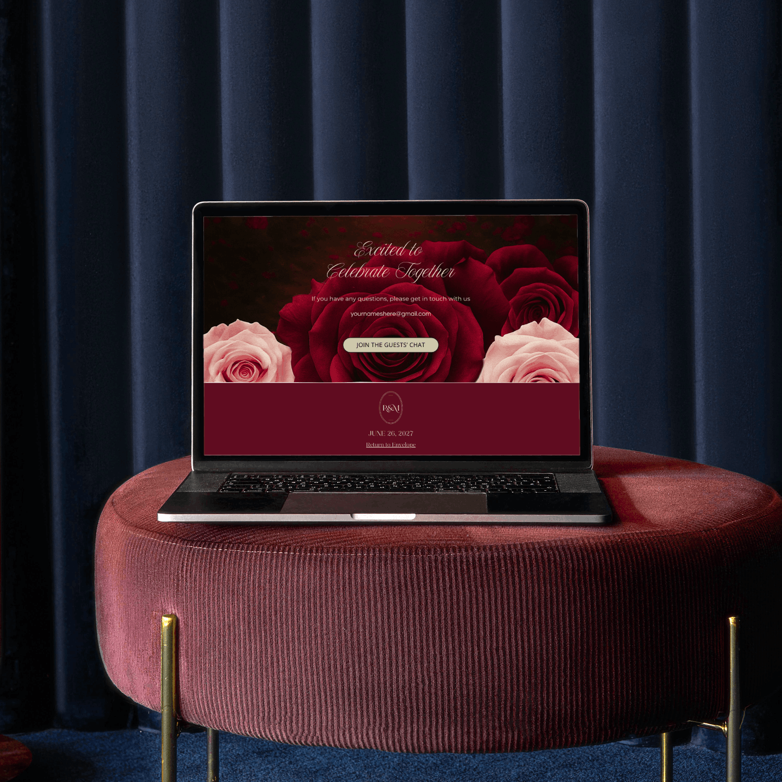 Wedding Website Template Canva Burgundy style
