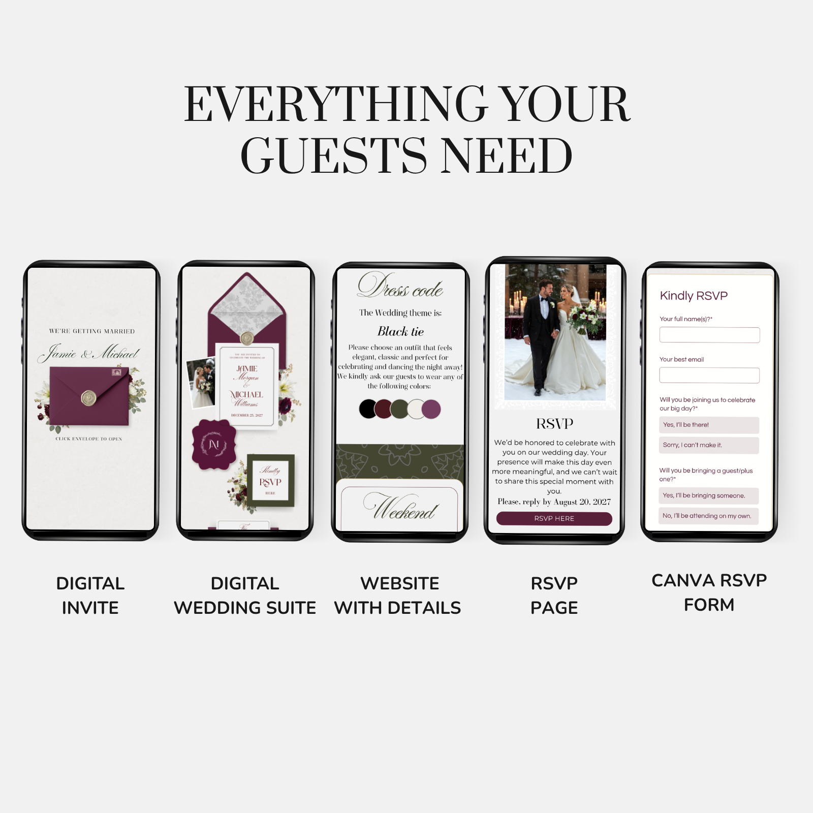 wedding website template with RSVP form