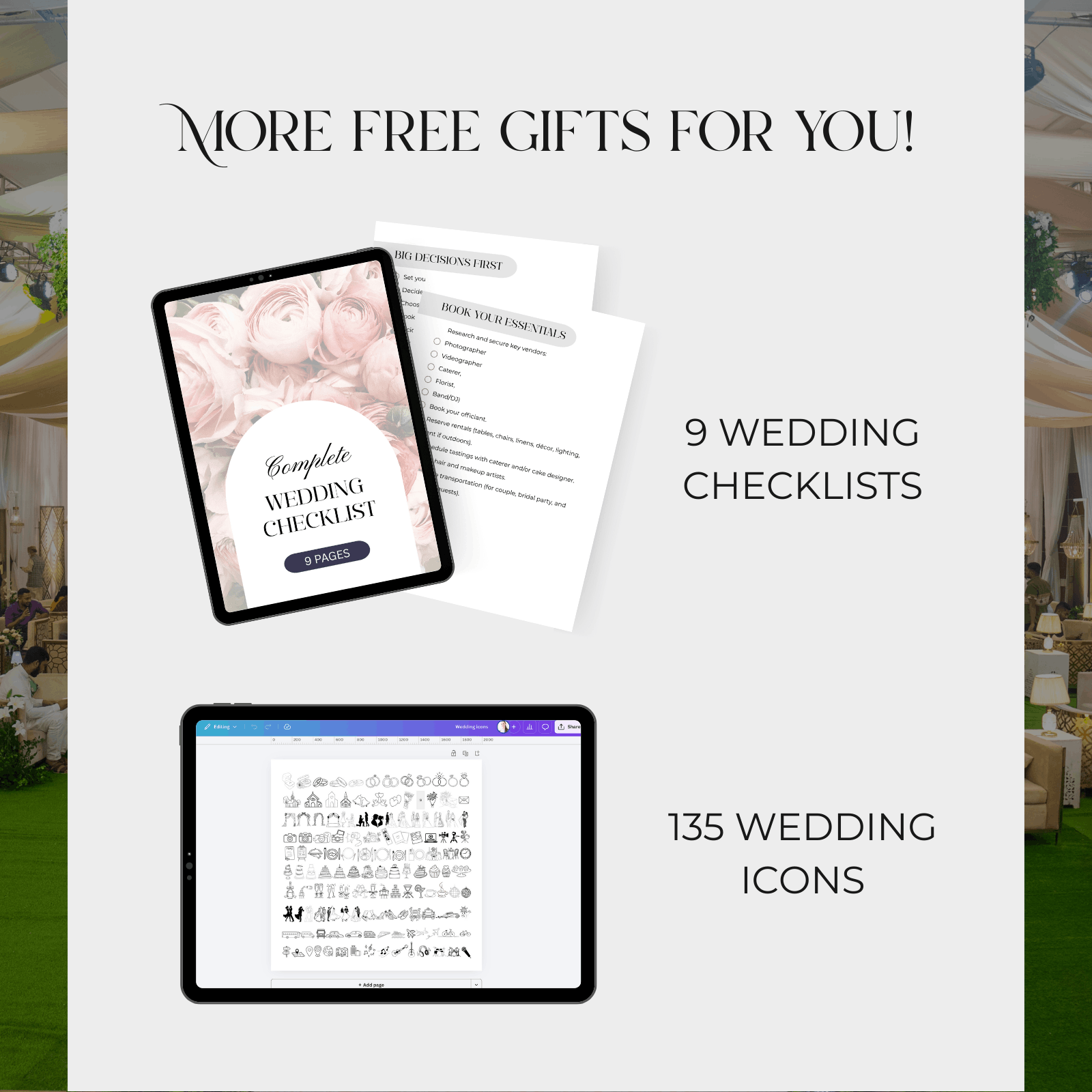 11 Bonus Wedding planning checklist and wedding icons for website copy