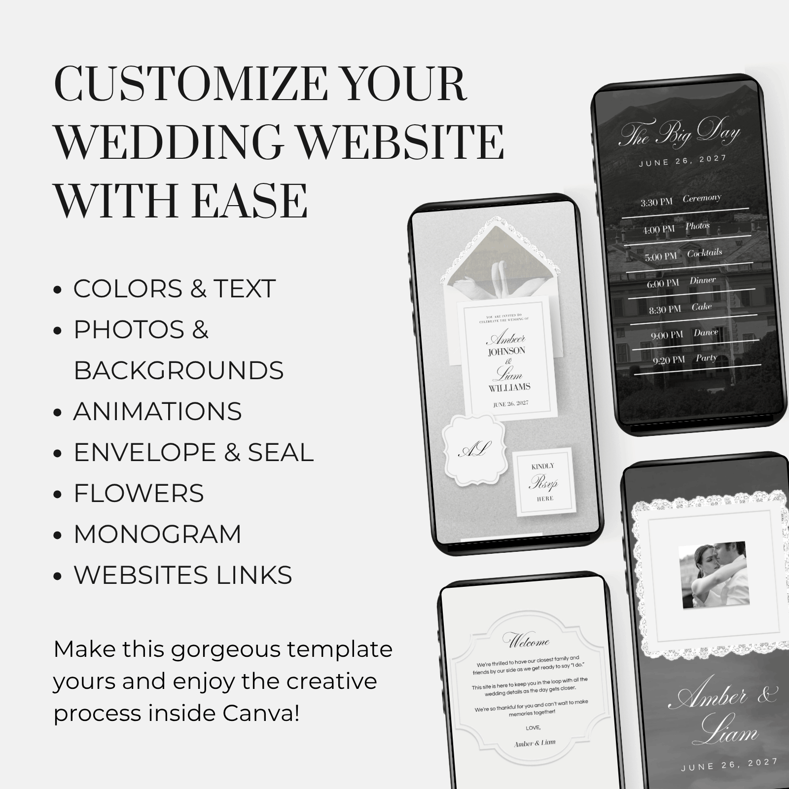 Elegant Romantic Vintage Wedding Website