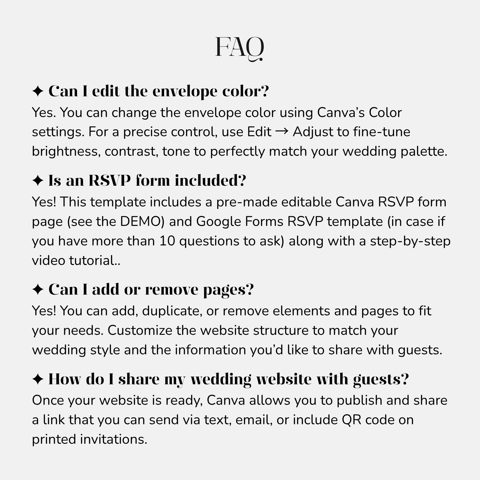 FAQ for wedding websites