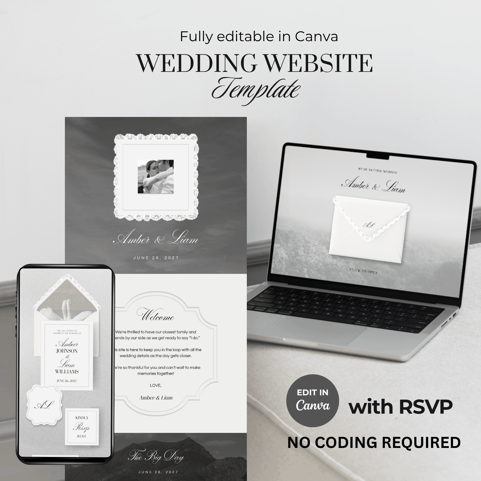 Old Money Aesthetic Wedding Website