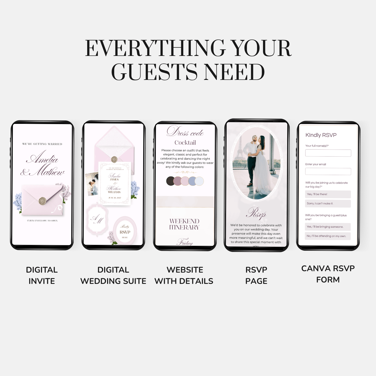 Pastel wedding website design