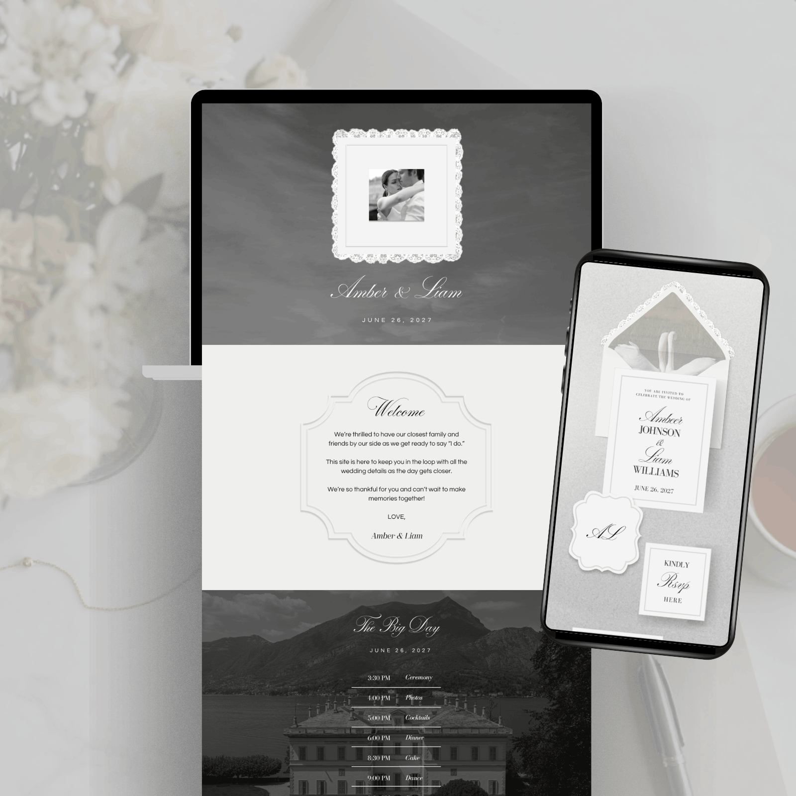 Vintage wedding website template